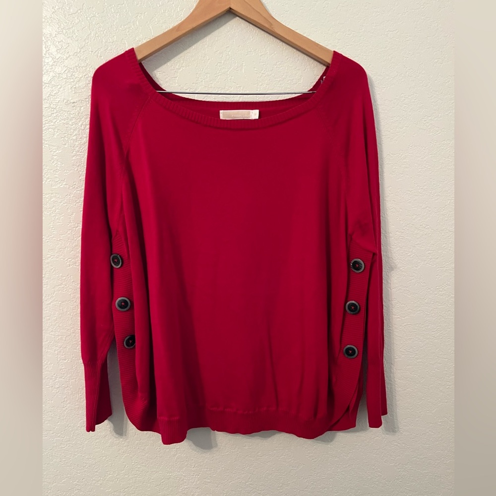 ❄️ ⛄️ Christina Red Blouse-Sweater with side buttons size medium